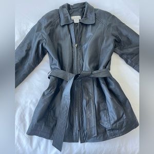 David Benjamin Vintage Long Leather Tie Jacket